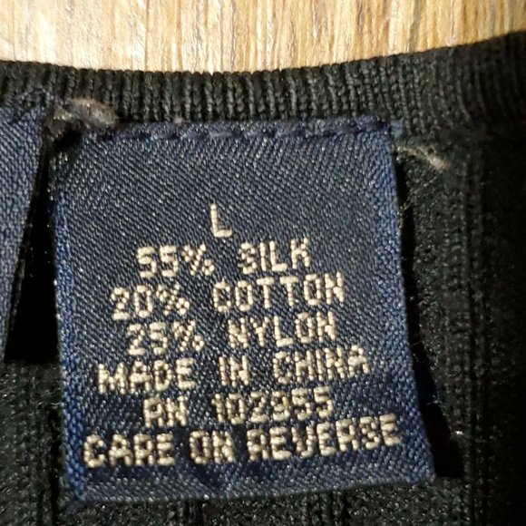 2 Women's Knit Tops ANDREA VICCARO LARGE White Plus Black Long Sleeve EZ Blended - Picture 8 of 11